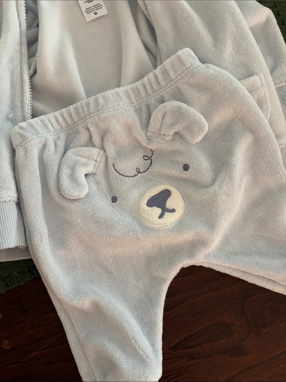 Cozy Light Blue Baby Bear Hoodie & Pants Set
